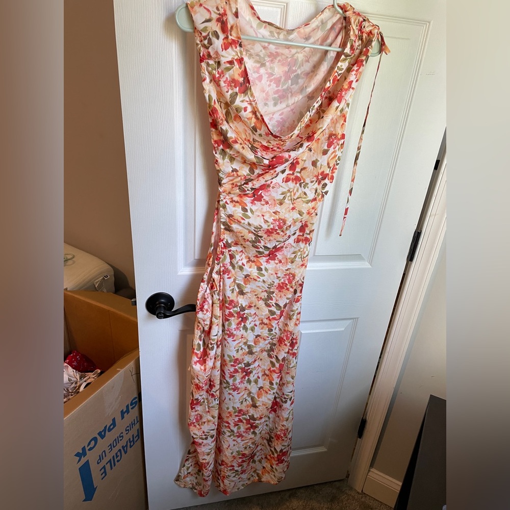 Maxi dress with cut out on right side, never worn